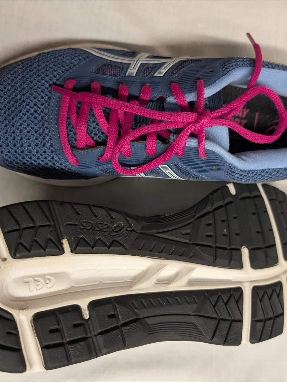 Asics Women’s Athletic Shoes in Blue with Pink Laces